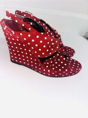 Rare vintage Biba Red Polka Dot Wedges